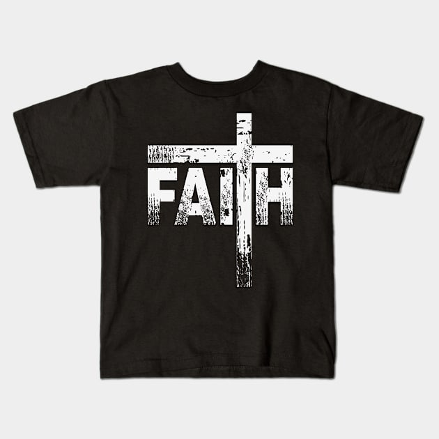 Religious Verse Faith Cross Christian, Jesus Cross Kids T-Shirt by hugandmug